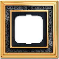 Рамка универсальная ABB Династия 1-м. полированная латунь/черная роспись картинка